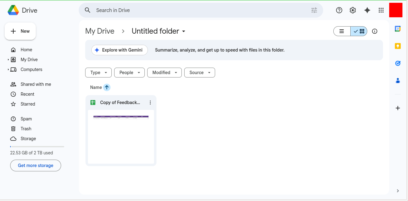 Google Drive file browser showing a file ready to be shared